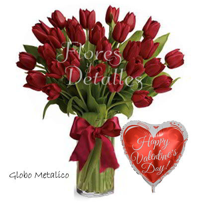 SV42 Jarrón 30 Tulipanes Rojos